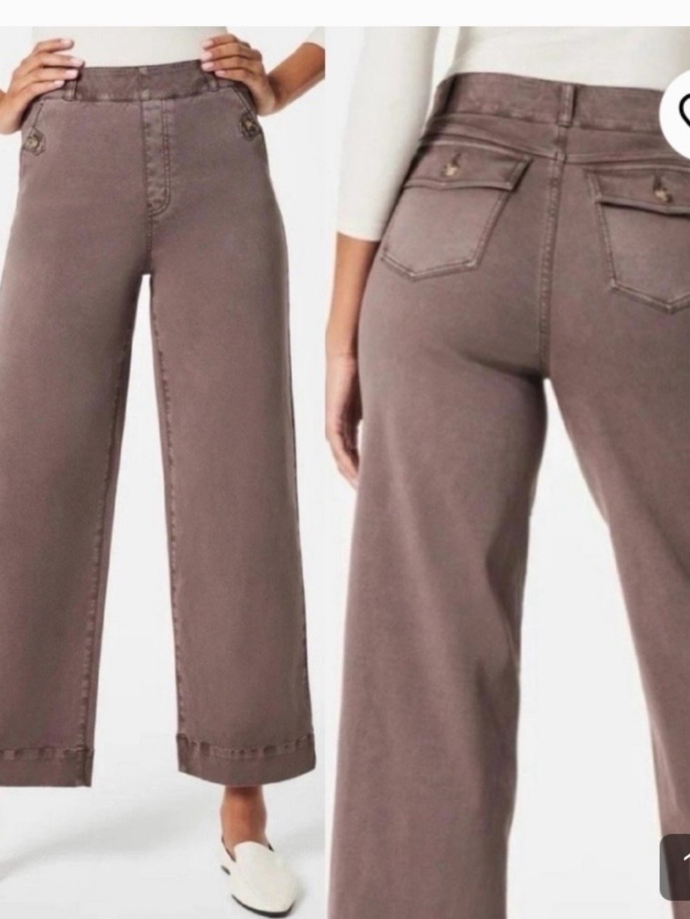 #833 SPANX Wide Leg Ankle Crop Jeans in Taupe. Like New